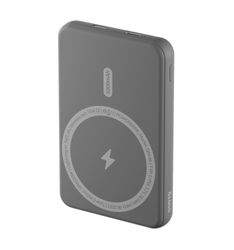 Внешний аккумулятор Olmio QM-06, 5000mAh, 20W PowerDelivery, 15W wireless, gray