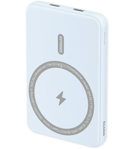 Внешний аккумулятор Olmio QM-06, 5000mAh, 20W PowerDelivery, 15W wireless, blue